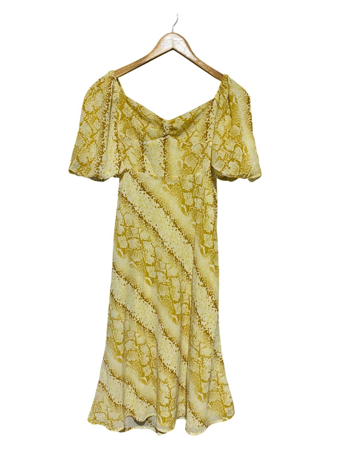 LULU & ROSE |XS| BUST 15| B20| YELLOW SNAKE SKIN PRINT SHORT SLEEVE MAXI DRESS
