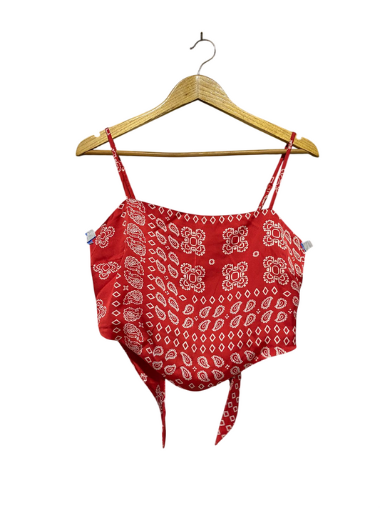 STRADIVARIUS |M| BUST 17| B20| RED BANDANA PRINT CAMI CROP TOP