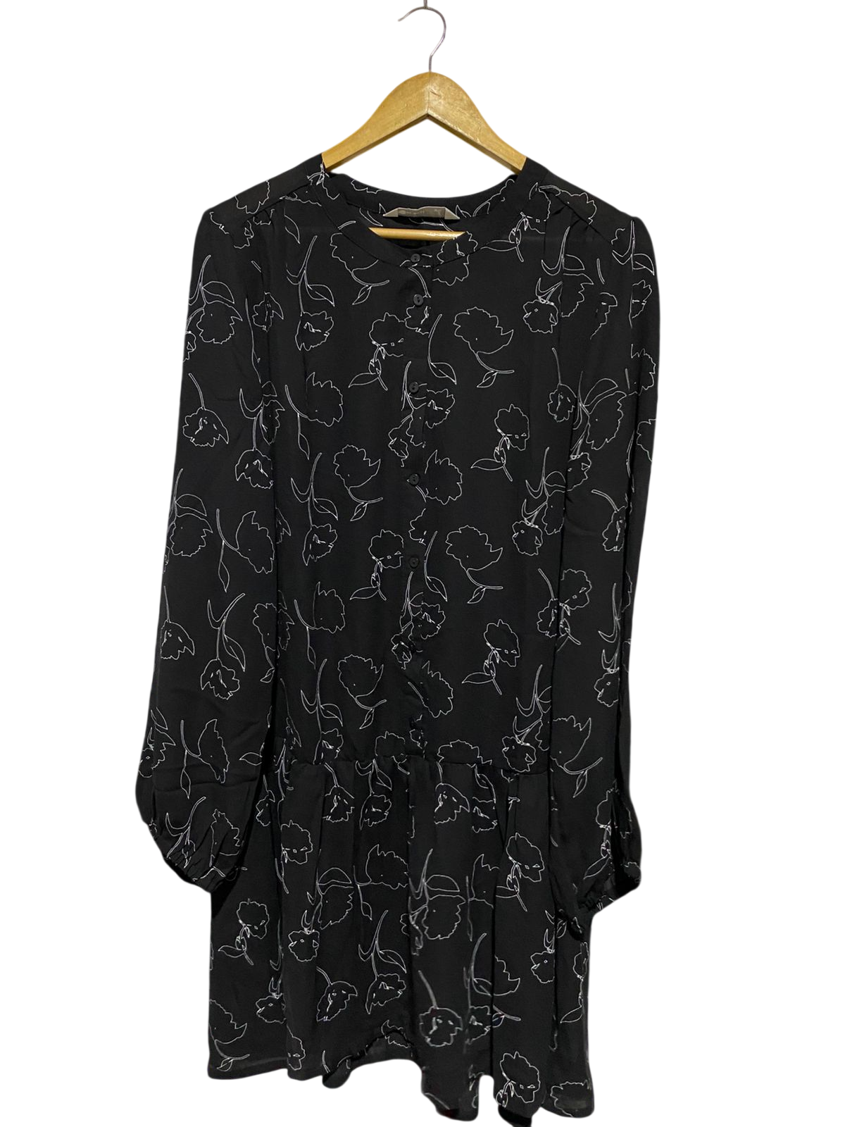 B COLLECTION |XL| BUXT 22| B20| BLACK FLORAL SKETCH MINI DRESS