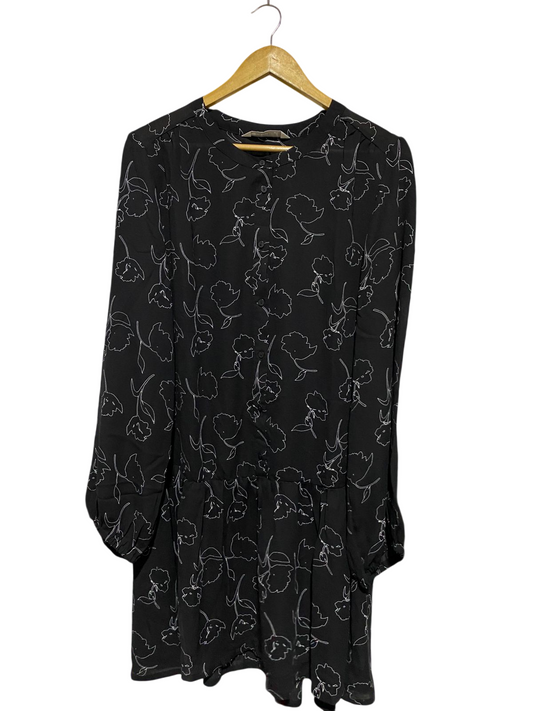 B COLLECTION |XL| BUXT 22| B20| BLACK FLORAL SKETCH MINI DRESS
