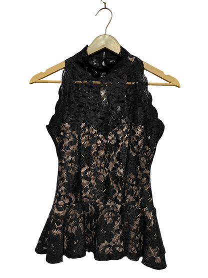 LIPSY LIMITED |S| BUST 15| B20| ELEGANT BLACK LACE HALTER NECK PEPLUM TOP
