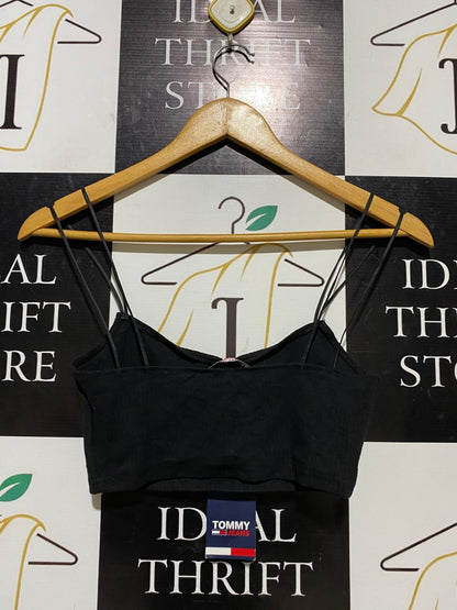 TOMMY JEANS |S| BUST 13| B20| AUTHENTIC BLACK CROPPED CAMI – MULTI-STRAP RACERBACK TOP