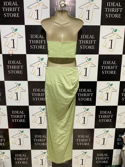 OH POLLY |M| B20| LIME GREEN CRYSTAL CORSET & DRAPED MAXI SET