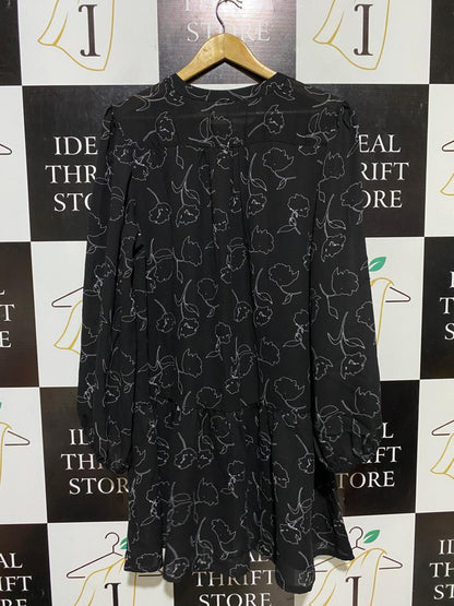 B COLLECTION |XL| BUXT 22| B20| BLACK FLORAL SKETCH MINI DRESS