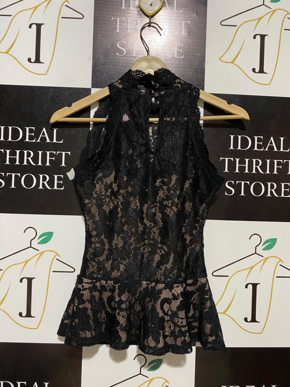 LIPSY LIMITED |S| BUST 15| B20| ELEGANT BLACK LACE HALTER NECK PEPLUM TOP