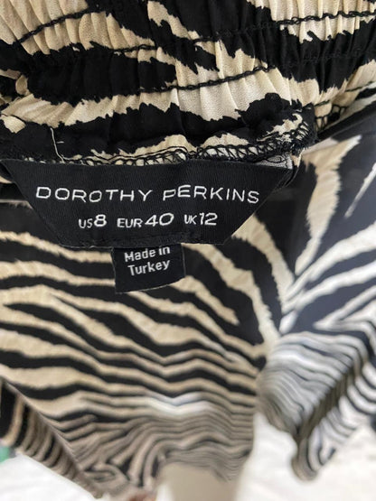 DOROTHY PERKINS |M| WAIST 28| B20| ZEBRA PRINT MIDI SKIRT - MONOCHROME CHIC