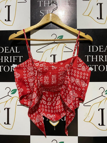 STRADIVARIUS |M| BUST 17| B20| RED BANDANA PRINT CAMI CROP TOP
