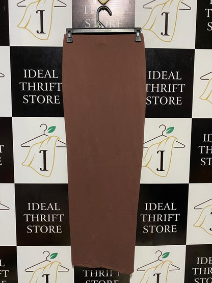 SHEIN |XS| WAIST 25| B20| SPEINBAE DRAPED WRAP MIDI SKIRT - CHOCOLATE BROWN