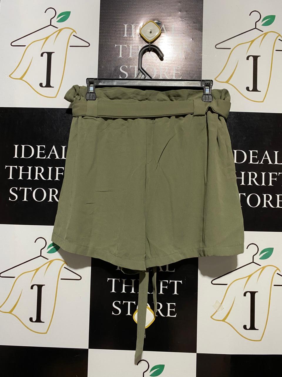 ALLY |M| WAIST 28| B20| OLIVE GREEN PAPERBAG WAIST SHORTS