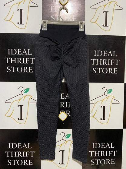 ANKO ACTIVE |XXS| WAIST 20| B20| PREMIUM BLACK TEXTURED HIGH-WAISTED ACTIVEWEAR LEGGINGS