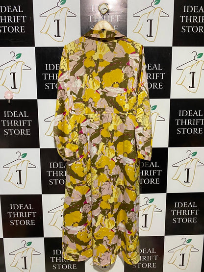 VILA |XL| BUST 21| B20| VIBRANT MUSTARD FLORAL PRINT BUTTON-DOWN MAXI DRESS