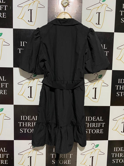 PORTMANS |M| BUST 19| B20| CLASSIC BLACK PUFF SLEEVE MINI SHIRT DRESS