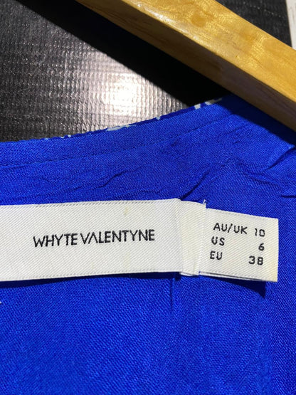 WHYTE VALENTYNE |M| BUST 17| B20| ROYAL BLUE FLORAL PRINT PUFF SLEEVE MIDI DRESS