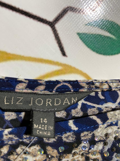 LIZ JORDAN |L| BUST 20| B20| LUXE NAVY BAROQUE PRINT SLEEVELESS MIDI DRESS