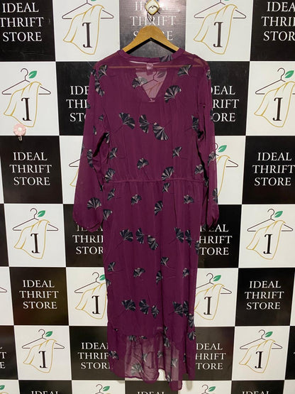 ANKO |XL| BUST 23| B32| ELEGANT PLUM FLORAL PRINT LONG MAXI DRESS