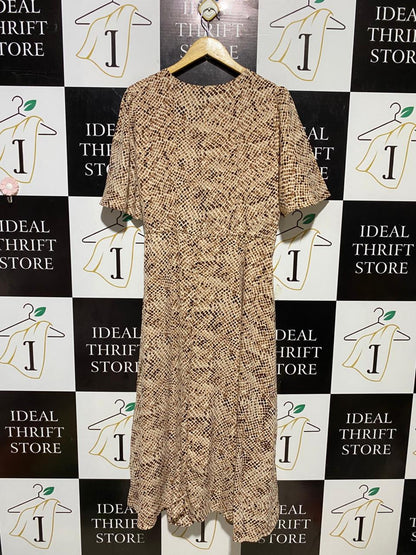 FEALHER |L| BUST 19| B20| NEUTRAL SNAKE SKIN PRINT V-NECK MAXI DRESS
