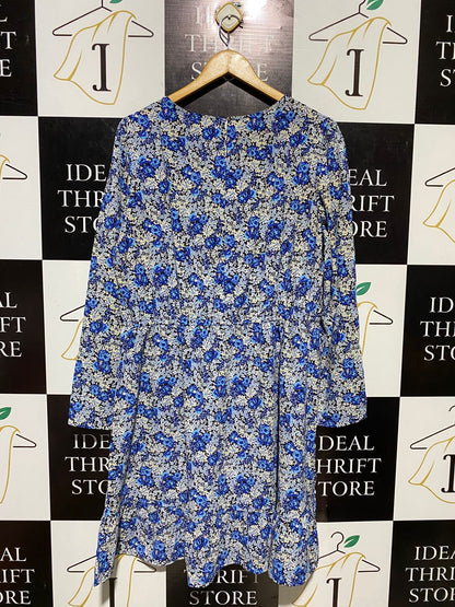 ANKO |XL| BUST 22| B20| BLUE AND WHITE FLORAL LONG SLEEVE MINI DRESS