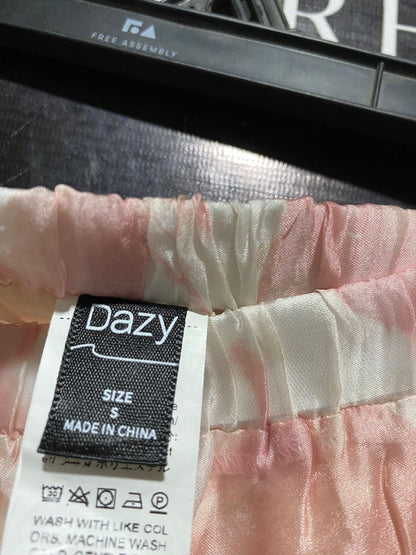 DAZY |XS| WAIST 24| B20| PINK AND CHAMPAGNE ABSTRACT SHIMMER MAXI SKIRT