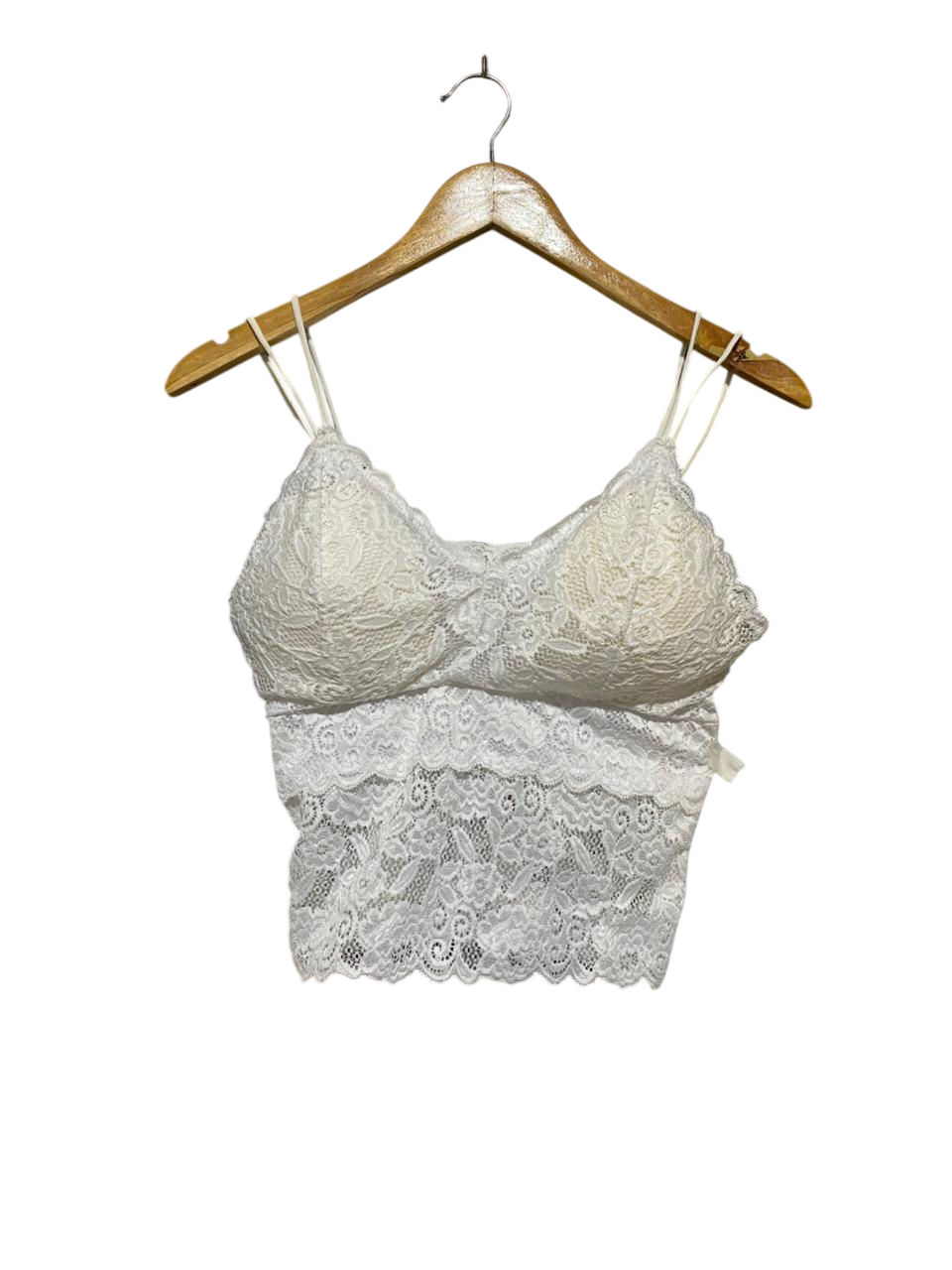 KATHY |M| BUST 15| B20| WOMEN'S SHEER FLORAL LACE BRALETTE CROP TOP - WHITE
