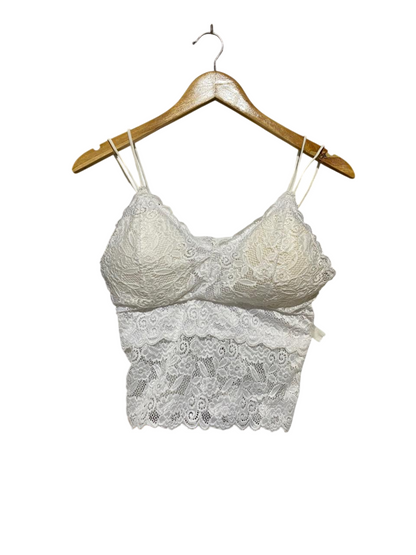 KATHY |M| BUST 15| B20| WOMEN'S SHEER FLORAL LACE BRALETTE CROP TOP - WHITE