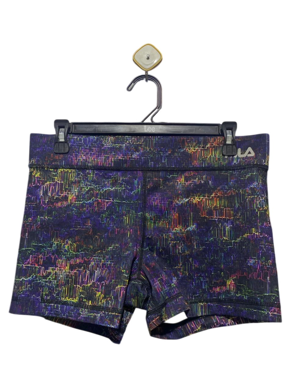 FILA |L| WAIST 30| B20| WOMEN'S ABSTRACT GLITCH PRINT COMPRESSION SHORTS