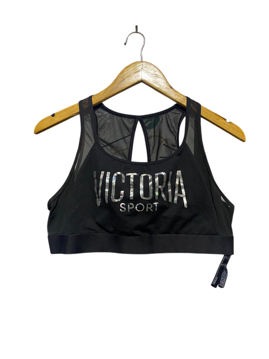 VICTORIA SPORT |L| BUST 16| B20| WOMEN'S BLACK MESH RACERBACK SPORTS BRA