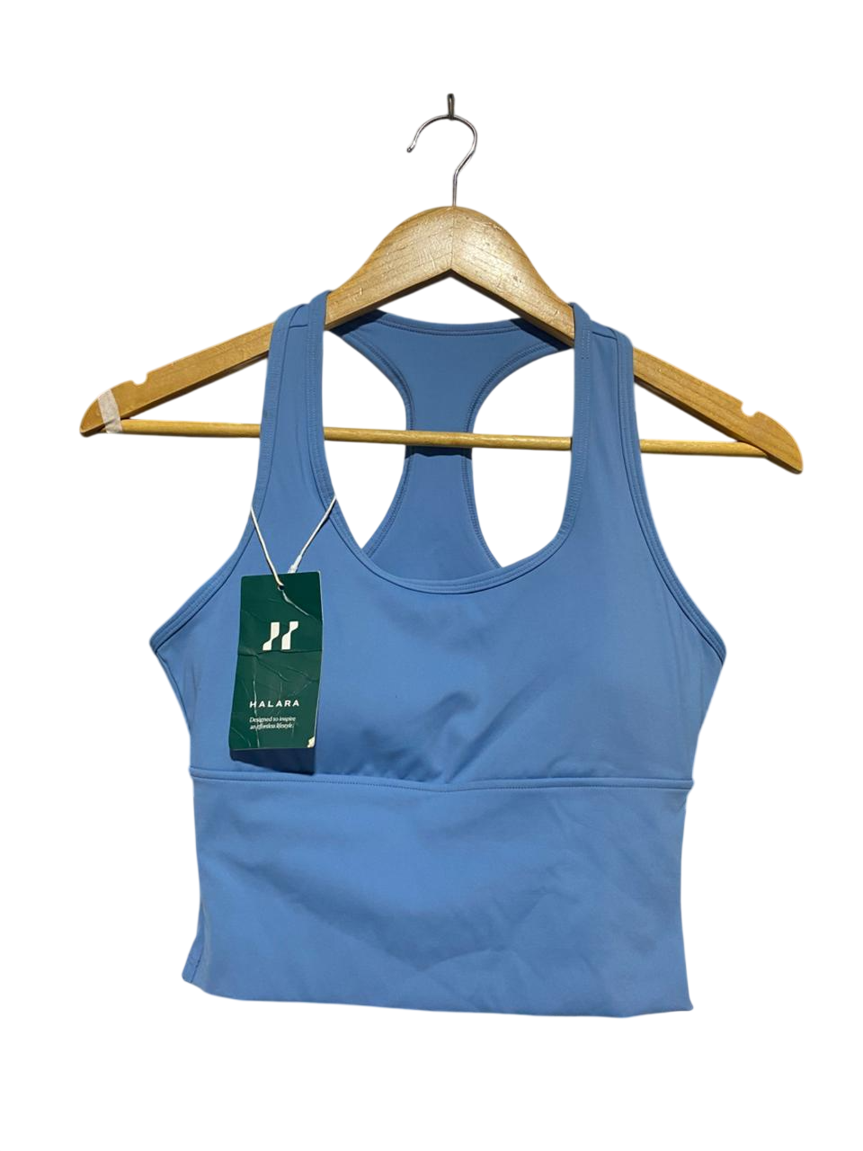 HALARA |S| BUST 14| B20| WOMEN'S RACERBACK CROP TANK TOP WITH BUILT-IN BRA - SKY BLUE