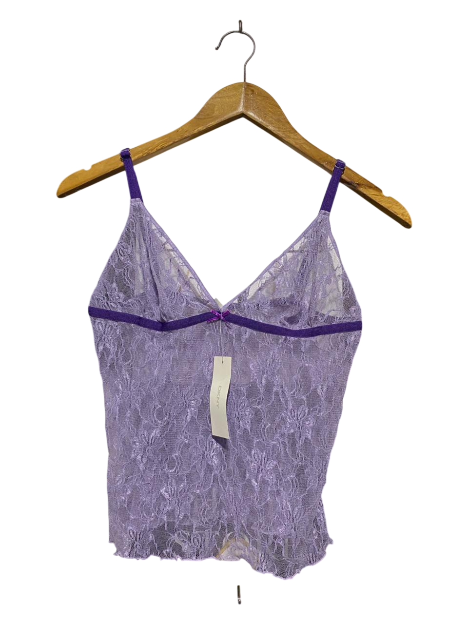 DKNY |M| BUST 14| B20| WOMEN'S SHEER FLORAL LACE CAMISOLE TOP - PURPLE