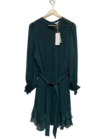 TOKITO |XL| BUST 22| B20| EMERALD GREEN PLEATED FRONT MINI DRESS