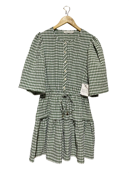 THE FATED |M| BUST 18| B20| GREEN AND WHITE GINGHAM CHECK MINI DRESS