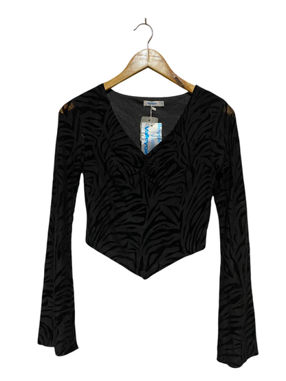 VALLEY GIRL |S| BUST 15 | B20| BLACK ZEBRA PRINT CORSET-STYLE CROP TOP