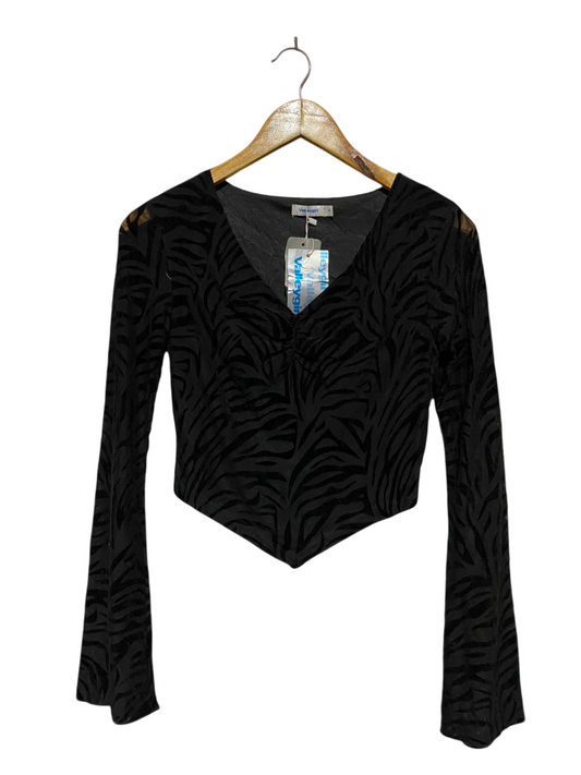 VALLEY GIRL |S| BUST 15 | B20| BLACK ZEBRA PRINT CORSET-STYLE CROP TOP