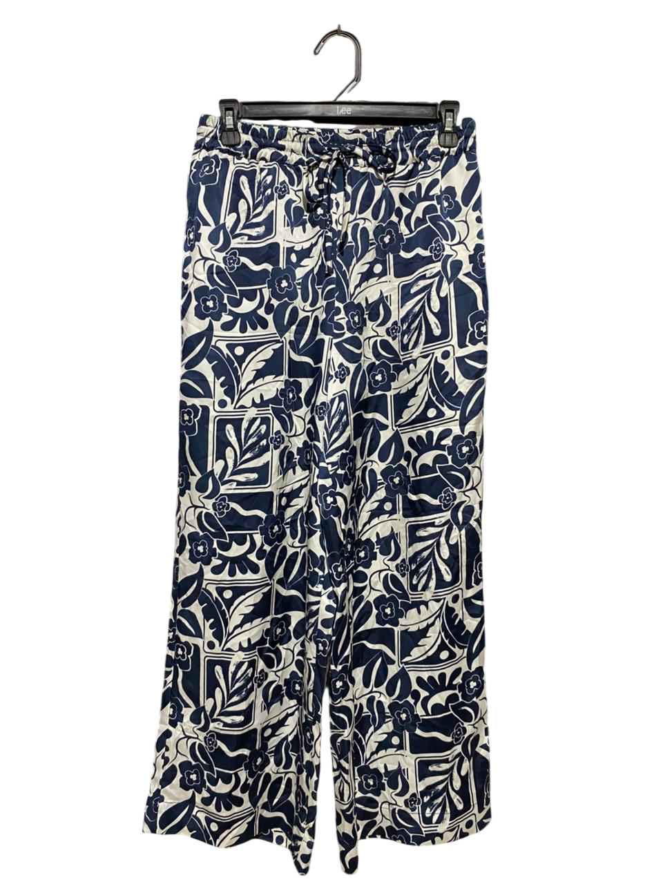 DANNI MINOGUE |M| WAIST 28| B20| NAVY AND WHITE FLORAL WIDE-LEG PALAZZO PANTS