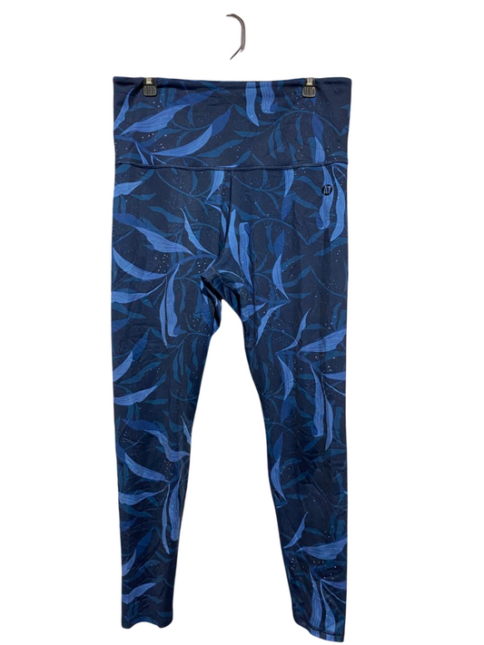 ACTIVE TRUTH |XL| WAIST 32| B20| BLUE LEAF PRINT HIGH-WAISTED LEGGINGS