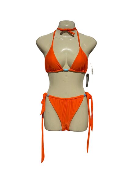 PRETTYLITTLE THING |XS| B20| NEON ORANGE BEADED BIKINI SET