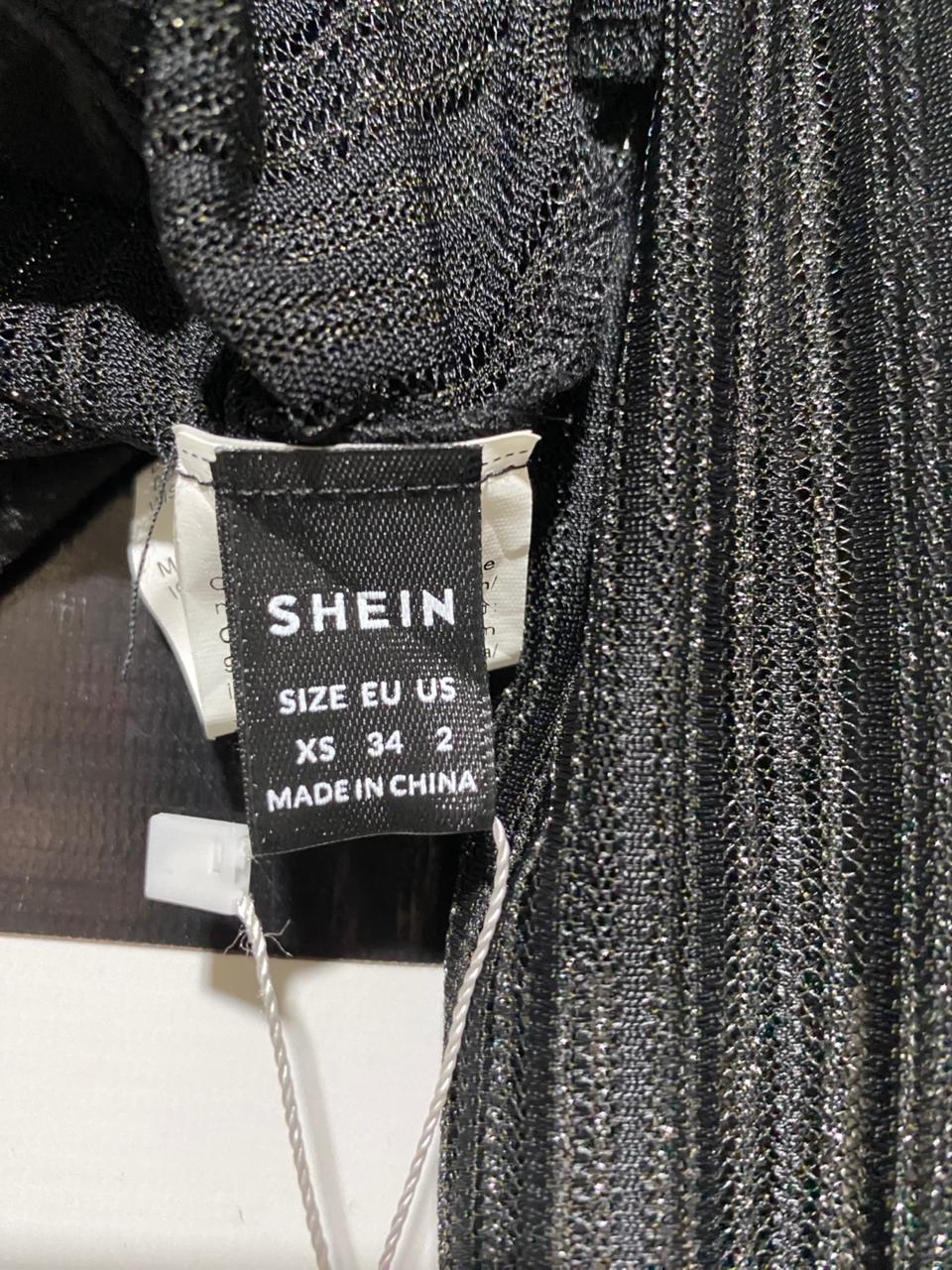 SHEIN |XS| BUST 13| B20| GLITTER MESH CUT-OUT LONG SLEEVE CROP TOP