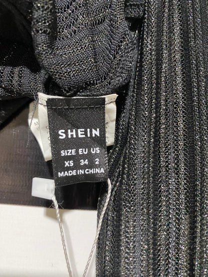 SHEIN |XS| BUST 13| B20| GLITTER MESH CUT-OUT LONG SLEEVE CROP TOP