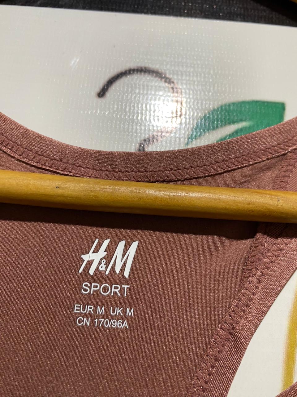 H&M |M| BUST 14| B20| SPORT METALLIC MAUVE RACERBACK SPORTS BRA