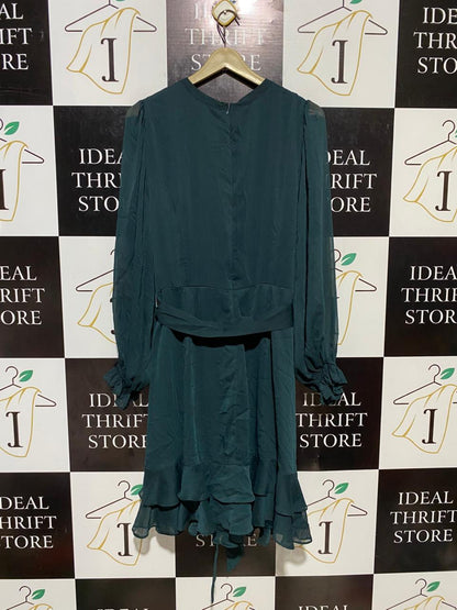 TOKITO |XL| BUST 22| B20| EMERALD GREEN PLEATED FRONT MINI DRESS