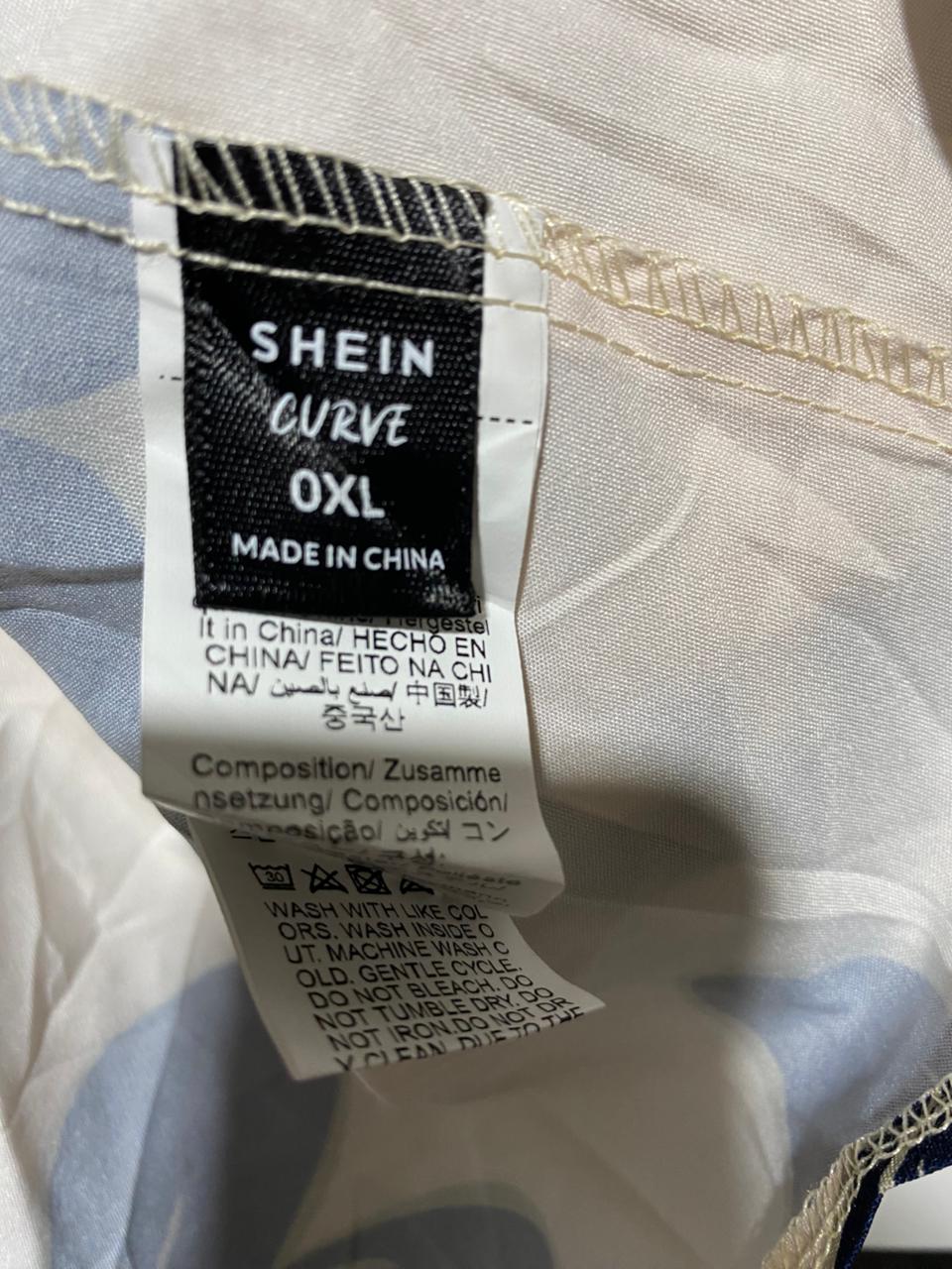 SHEIN CURVE |XL| BUST 22| B20| BOHO FLORAL PRINT V-NECK BLOUSE WITH CONTRAST TRIM