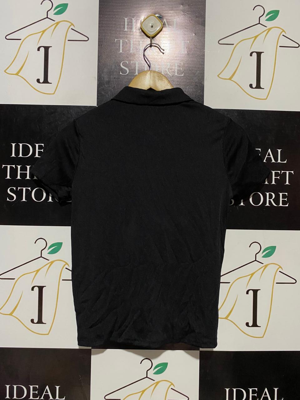K D |M| BUST 17| B20| BLACK RIBBED QUARTER-ZIP POLO SHIRT