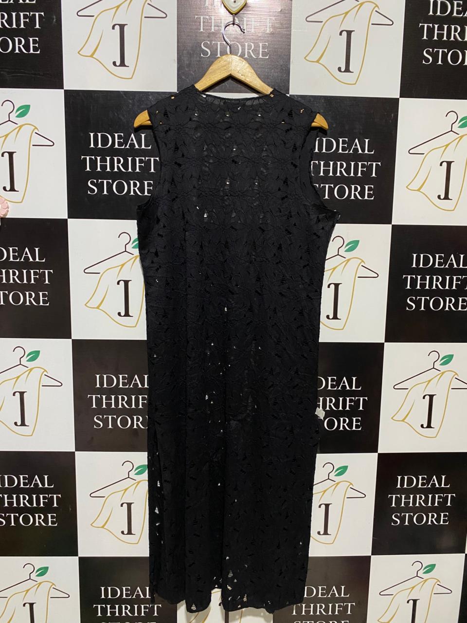 SHOLA |L| BUST 20| B20| BLACK LACE SLEEVELESS LONG-LINE CARDIGAN