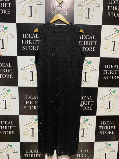 SHOLA |L| BUST 20| B20| BLACK LACE SLEEVELESS LONG-LINE CARDIGAN