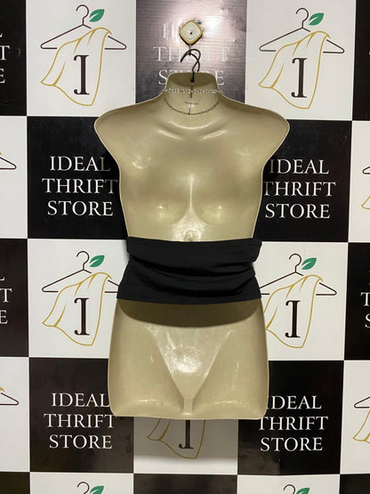 SHEIN |L| BUST 16| B20| BLACK CUT-OUT HALTER TOP WITH SILVER CHAIN DETAILS