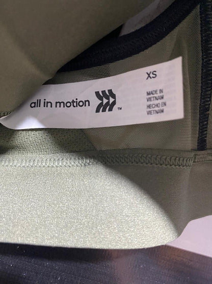 ALL IN MOTION |XS| BUST 13| B20| WOMEN'S OLIVE GREEN RACERBACK SPORTS BRA