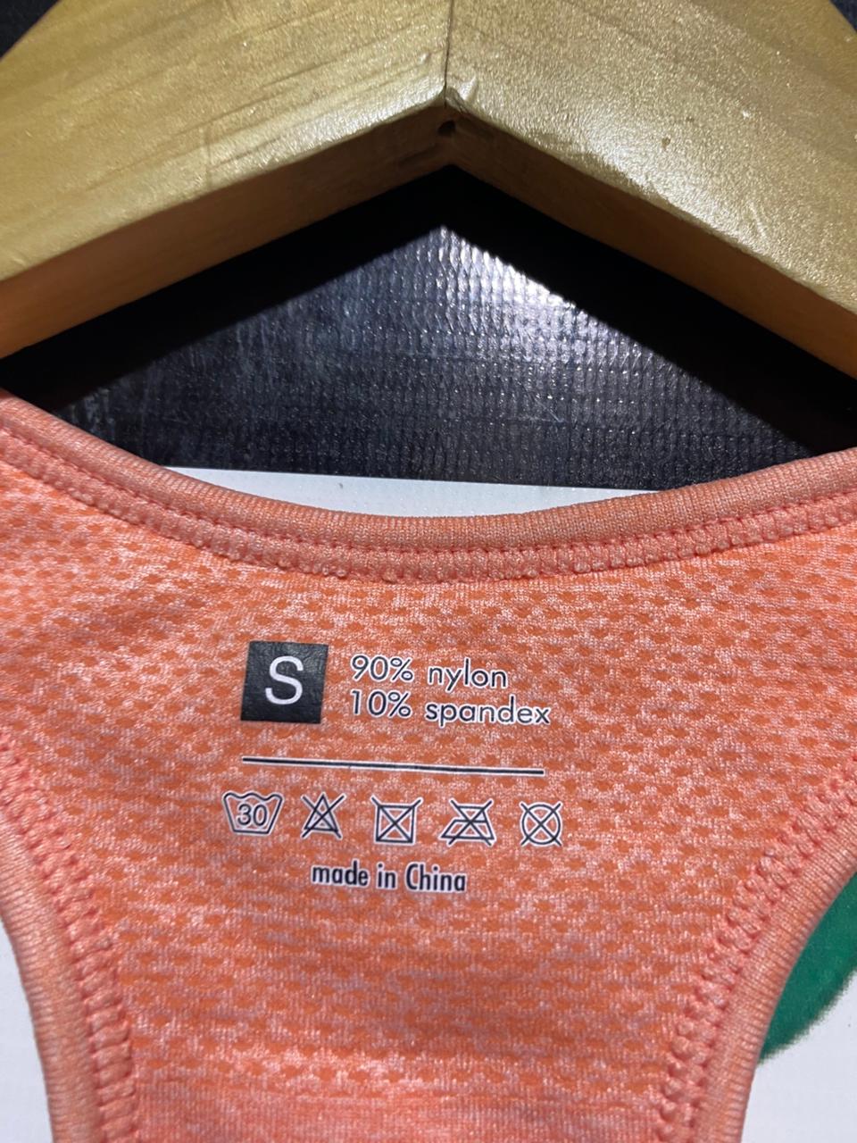 |S| BUST 12| B20| WOMEN'S SEAMLESS OMBRE RACERBACK SPORTS BRA - ORANGE/PINK
