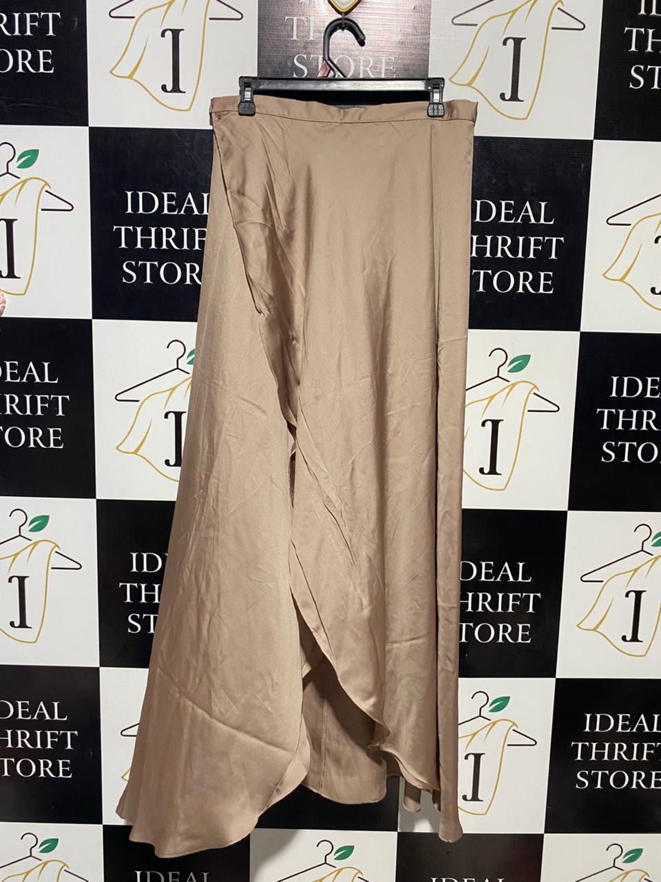 ASOS |L| WAIST 31| B20| WOMEN'S SATIN MAXI SKIRT WITH TIE-WAIST DETAIL - CHAMPAGNE