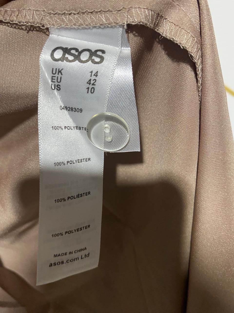 ASOS |L| WAIST 31| B20| WOMEN'S SATIN MAXI SKIRT WITH TIE-WAIST DETAIL - CHAMPAGNE