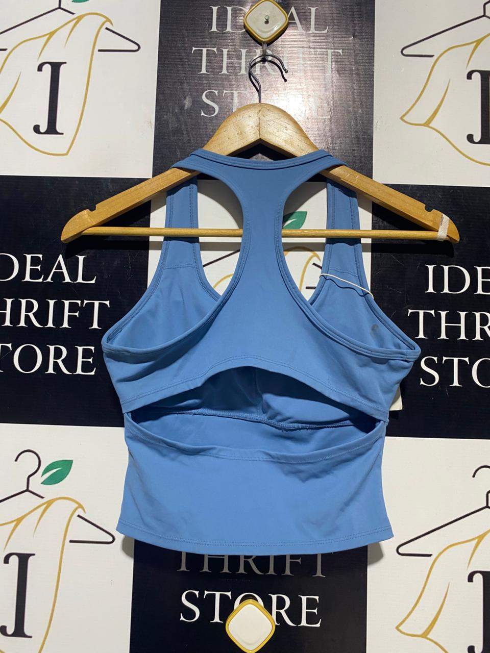 HALARA |S| BUST 14| B20| WOMEN'S RACERBACK CROP TANK TOP WITH BUILT-IN BRA - SKY BLUE