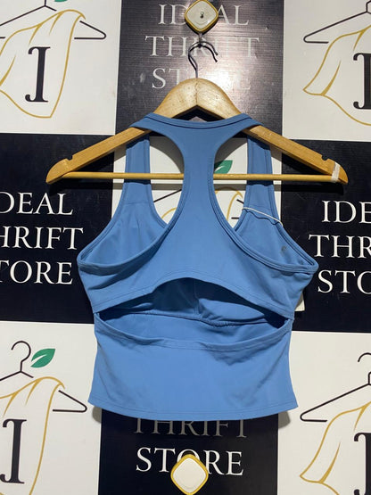 HALARA |S| BUST 14| B20| WOMEN'S RACERBACK CROP TANK TOP WITH BUILT-IN BRA - SKY BLUE